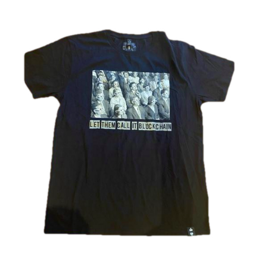 Satoshi Gallery Blockchain Graphic Tee Black Large Let Them Call It Blockchain L